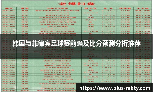 韩国与菲律宾足球赛前瞻及比分预测分析推荐